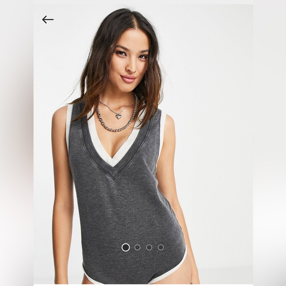 Free People Cozy Girl Deep V Body Suit - Picture 2 of 10